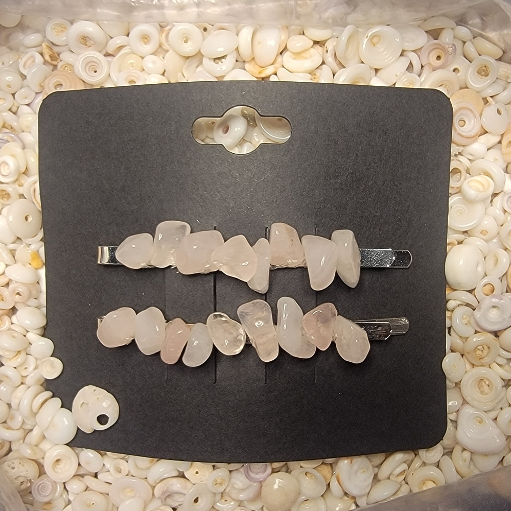 GENUINE Rose Quartz Gemstone Hair Pin Set